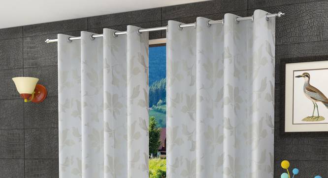 Younes Door Curtains Set of 2 (White, 112 x 274 cm  (44" x 108") Curtain Size) by Urban Ladder - Front View Design 1 - 389926