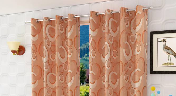 Stockton Window Curtains Set of 2 (Rust, 152 x 112 cm  (66" x 44") Curtain Size) by Urban Ladder - Front View Design 1 - 389931