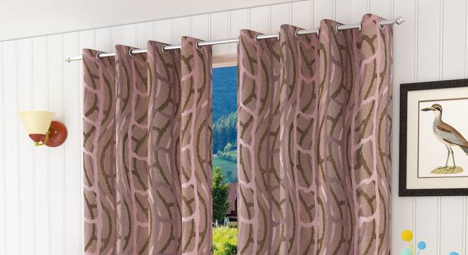 Sallyanne Window Curtains Set of 2 (Pink, 152 x 112 cm  (66" x 44") Curtain Size) by Urban Ladder - Front View Design 1 - 389934
