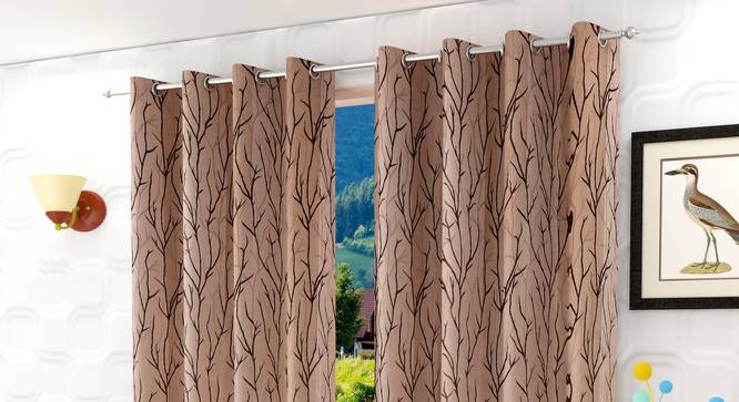 Vernon Window Curtains Set of 2 (Brown, 152 x 112 cm  (66" x 44") Curtain Size) by Urban Ladder - Front View Design 1 - 389940