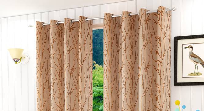 Norma Door Curtains Set of 2 (Gold, 112 x 213 cm  (44" x 84") Curtain Size) by Urban Ladder - Front View Design 1 - 389941