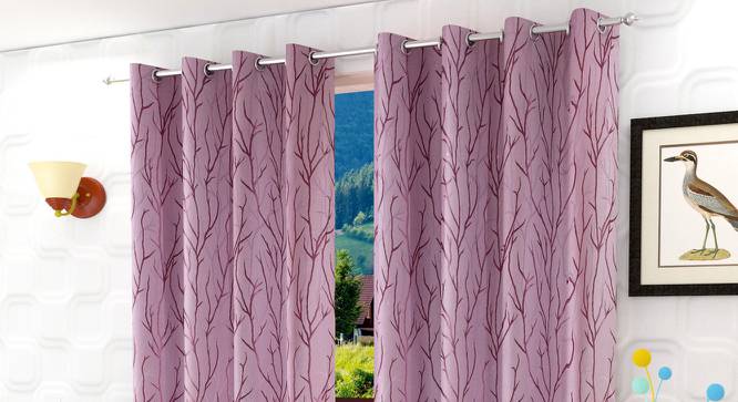 Oswald Window Curtains Set of 2 (Purple, 152 x 112 cm  (66" x 44") Curtain Size) by Urban Ladder - Front View Design 1 - 389946