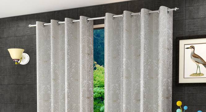 Sue Window Curtains Set of 2 (White, 152 x 112 cm  (66" x 44") Curtain Size) by Urban Ladder - Front View Design 1 - 389952