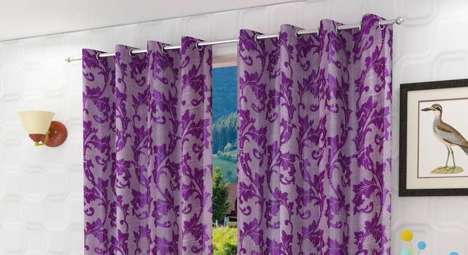 Romilda Window Curtains Set of 2 (Purple, 152 x 112 cm  (66" x 44") Curtain Size) by Urban Ladder - Front View Design 1 - 389955