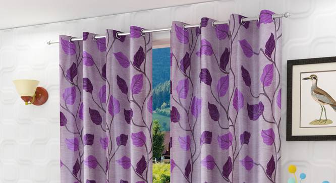 Rochelle Door Curtains Set of 2 (Purple, 112 x 274 cm  (44" x 108") Curtain Size) by Urban Ladder - Front View Design 1 - 389957