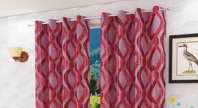 Vedette Window Curtains Set of 2 (Red, 152 x 112 cm  (66" x 44") Curtain Size) by Urban Ladder - Front View Design 1 - 389961