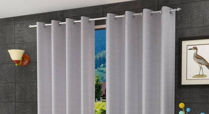 Aural Door Curtains Set of 2 (Black, 112 x 213 cm  (44" x 84") Curtain Size) by Urban Ladder - Front View Design 1 - 390112