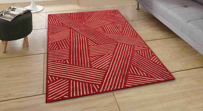 Jacqueline Carpet (Rectangle Carpet Shape, 91 x 152 cm  (36" x 60") Carpet Size, Red & Beige) by Urban Ladder - Front View Design 1 - 390418