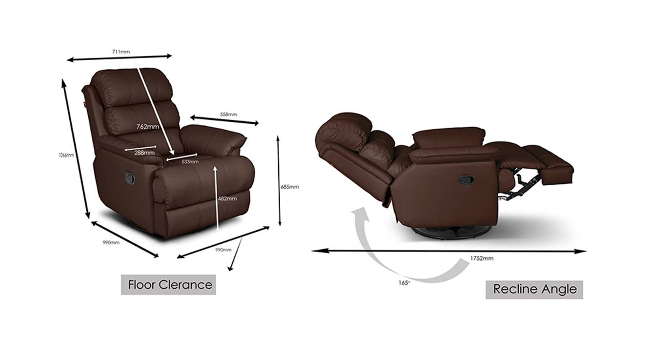 Quies Leatherette One Seater Manual Recliner in Brown Colour Urban Ladder