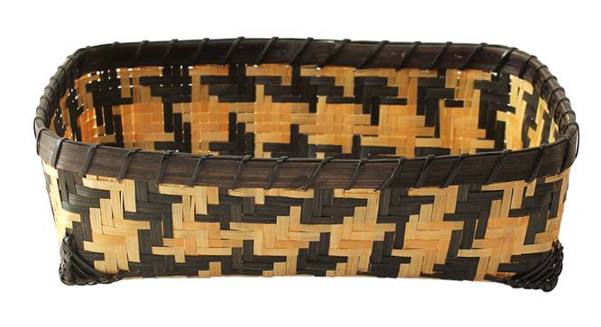 Venu Basket (Natural & Black) by Urban Ladder - Front View Design 1 - 392422