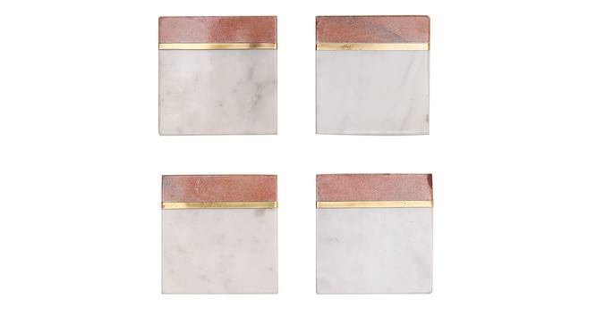 Tripolia Coasters Set of 4 (White & Brown) by Urban Ladder - Cross View Design 1 - 392454