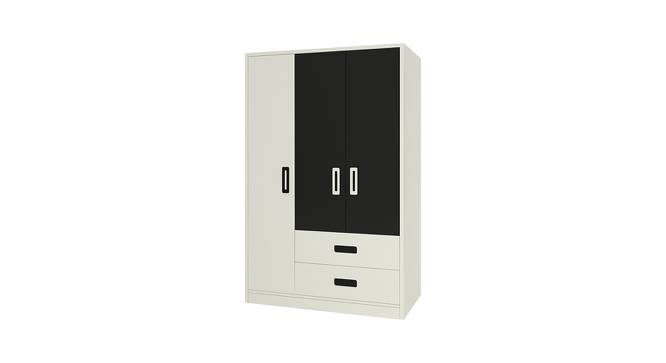 Nora Wardrobe (Matte Laminate Finish, Ivory - Carbon Black) by Urban Ladder - Front View Design 1 - 392488