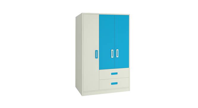 Cecelia Wardrobe (Matte Laminate Finish, Ivory - Azure Blue) by Urban Ladder - Front View Design 1 - 392490