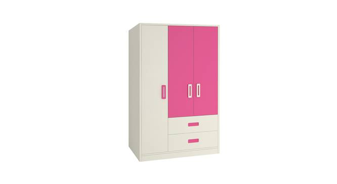 Cecelia Wardrobe (Matte Laminate Finish, Ivory - Barbie Pink) by Urban Ladder - Front View Design 1 - 392491