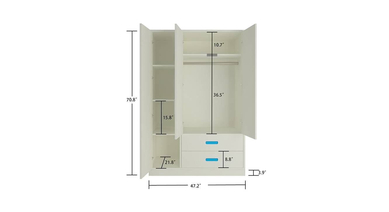 Abby kids wardrobe ivory azure blue 7