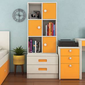 Bookshelf Design Abby Bookshelf cum Storage Unit (Matte Laminate Finish, Mango Yellow)
