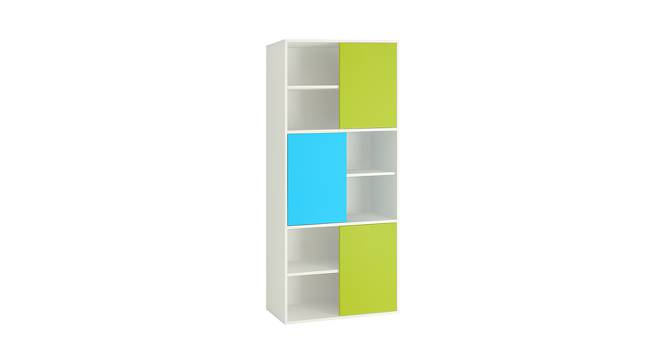 Itzel Bookshelf cum Storage Unit (Matte Laminate Finish, Lime Yellow - Azure Blue) by Urban Ladder - Front View Design 1 - 392588