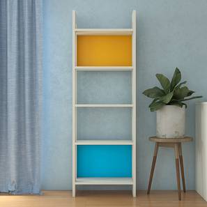 Adorn Homez Symphoney Design Carina Engineered Wood Kids Bookshelf in Mango Yellow   Azure Blue Colour
