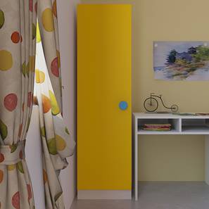 Kids Almirah Design Alana Engineered Wood 1 Door Kids Wardrobe in Mango Yellow Colour