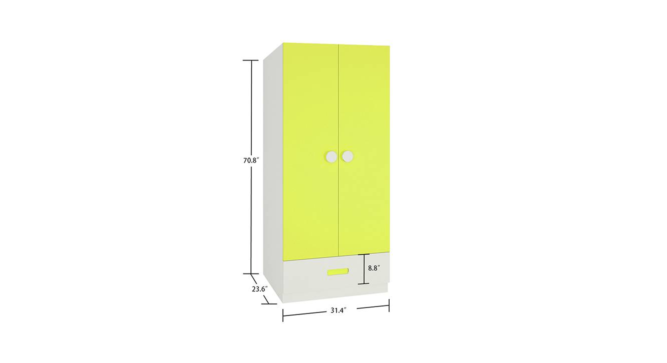 Emelia kids wardrobe lime yellow 6