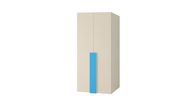 Kensley Wardrobe (Matte Laminate Finish, Light Wood - Azure Blue) by Urban Ladder - Front View Design 1 - 393017
