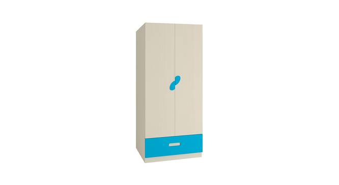 Emelia Wardrobe (Matte Laminate Finish, Light Wood - Azure Blue) by Urban Ladder - Front View Design 1 - 393229