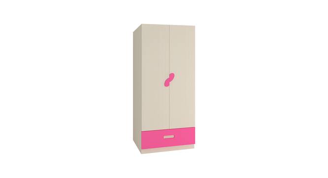 Emelia Wardrobe (Matte Laminate Finish, Light Wood - Barbie Pink) by Urban Ladder - Front View Design 1 - 393230