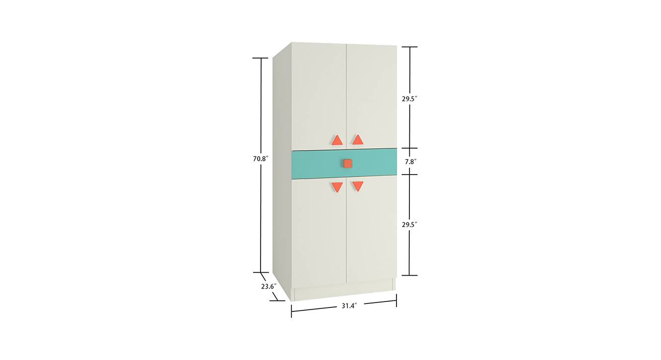 Kylee kids wardrobe light orange misty turquoise 6