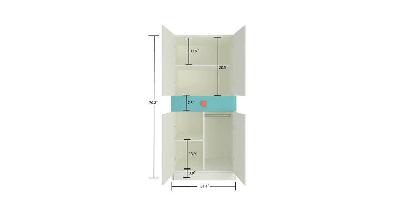 Kylee kids wardrobe light orange misty turquoise 7