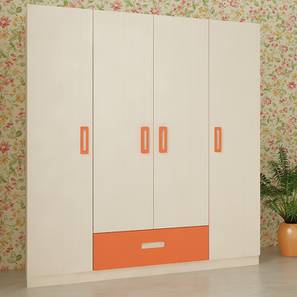Elanza Engineered Wood 4 Door Kids Wardrobe in Light Wood Light Orange...-image-14