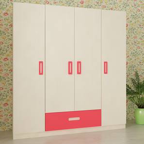 adona wood pvt. ltd Elanza Engineered Wood 4 Door Kids Wardrobe in Light Wood Strawberry P...-picture-33
