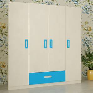 Elanza Engineered Wood 4 Door Kids Wardrobe in Light Wood Azure Blue C...-image-46