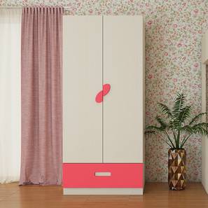 adona wood pvt. ltd Elanza Engineered Wood 2 Door Kids Wardrobe in Light Wood Strawberry P...-picture-26