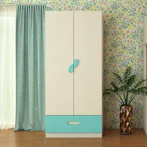 Elanza Engineered Wood 2 Door Kids Wardrobe in Light Wood Misty Turquo...-image-34