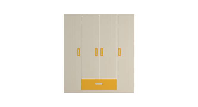 Emelia Wardrobe (Matte Laminate Finish, Light Wood - Mango Yellow) by Urban Ladder - Cross View Design 1 - 393314