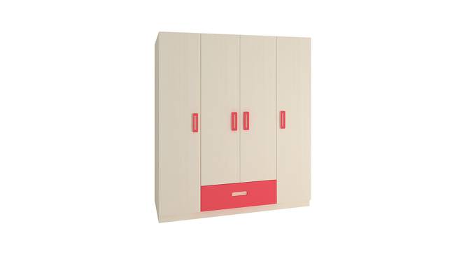 Emelia Wardrobe (Matte Laminate Finish, Light Wood - Strawberry Pink) by Urban Ladder - Front View Design 1 - 393326