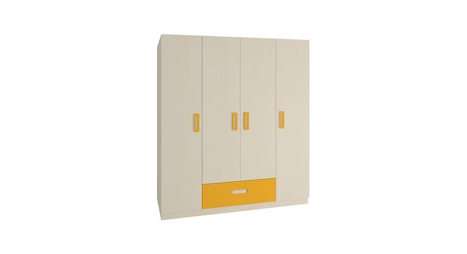 Emelia Wardrobe (Matte Laminate Finish, Light Wood - Mango Yellow) by Urban Ladder - Front View Design 1 - 393327