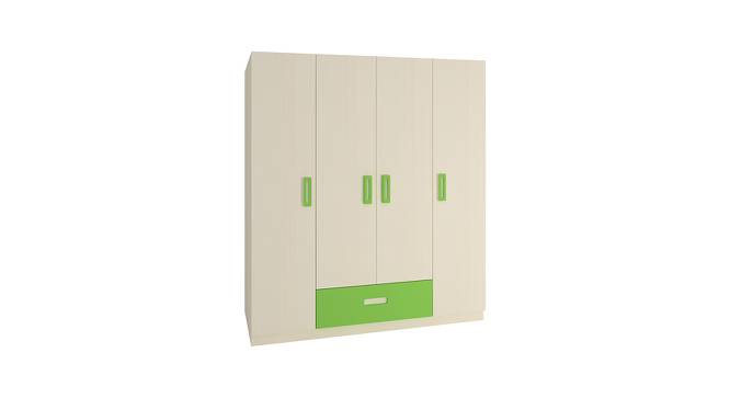 Emelia Wardrobe (Matte Laminate Finish, Light Wood - Verdant Green) by Urban Ladder - Front View Design 1 - 393329