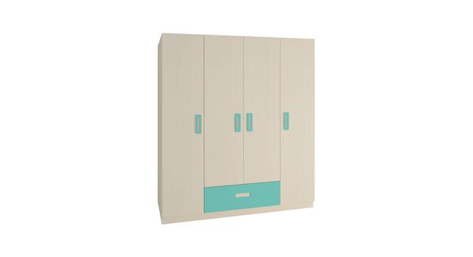 Emelia Wardrobe (Matte Laminate Finish, Light Wood - Misty Turquoise) by Urban Ladder - Front View Design 1 - 393331