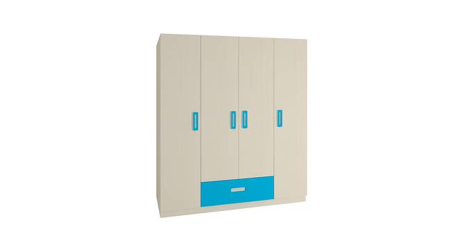 Emelia Wardrobe (Matte Laminate Finish, Light Wood - Azure Blue) by Urban Ladder - Front View Design 1 - 393332