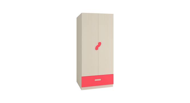 Emelia Wardrobe (Matte Laminate Finish, Light Wood - Strawberry Pink) by Urban Ladder - Front View Design 1 - 393335