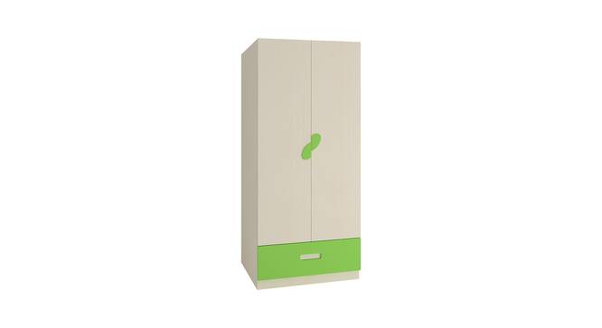 Emelia Wardrobe (Matte Laminate Finish, Light Wood - Verdant Green) by Urban Ladder - Front View Design 1 - 393336