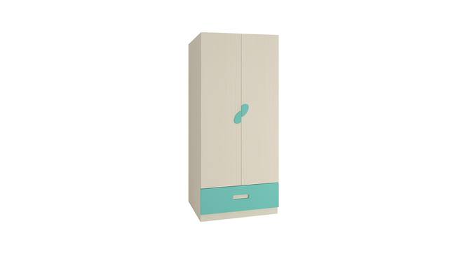 Emelia Wardrobe (Matte Laminate Finish, Light Wood - Misty Turquoise) by Urban Ladder - Front View Design 1 - 393337