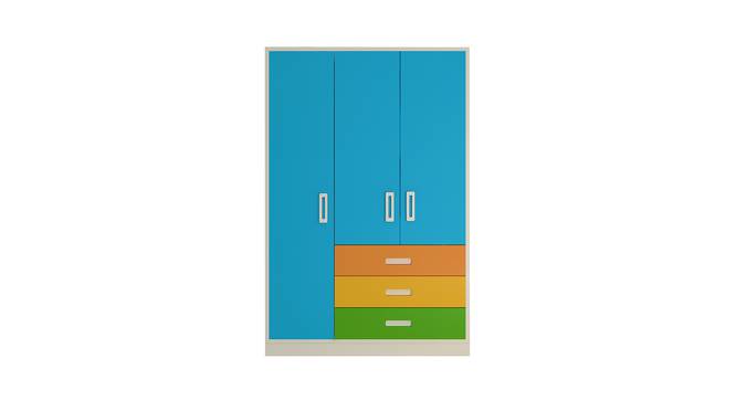 Fiona Wardrobe (Matte Laminate Finish, Light Wood - Azure Blue) by Urban Ladder - Cross View Design 1 - 393419