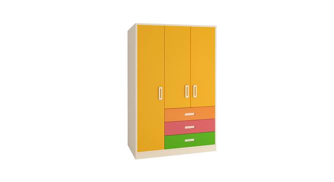 Fiona Wardrobe (Matte Laminate Finish, Light Wood - Mango Yellow) by Urban Ladder - Front View Design 1 - 393435
