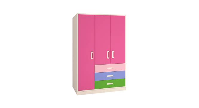 Fiona Wardrobe (Matte Laminate Finish, Light Wood - Barbie Pink) by Urban Ladder - Front View Design 1 - 393436