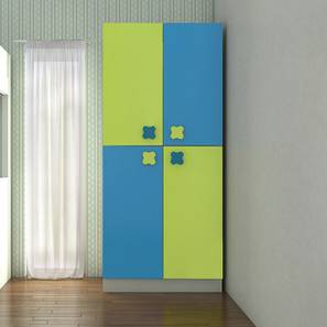 adona wood pvt. ltd Darmine Engineered Wood 2 Door Kids Wardrobe in Lime Yellow Azure Blue...-picture-31