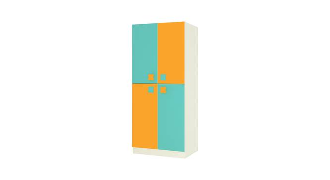 Darmine Wardrobe (Matte Laminate Finish, Misty Turquoise - Mango Yellow) by Urban Ladder - Front View Design 1 - 393549