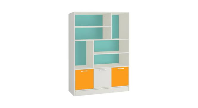 Renata Bookshelf cum Storage Unit (Matte Laminate Finish, Misty Turquoise - Mango Yellow) by Urban Ladder - Front View Design 1 - 393661