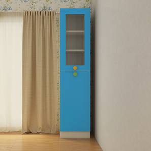 Storage Unit Design Petite Bookshelf cum Storage Unit (Matte Laminate Finish, Azure Blue)